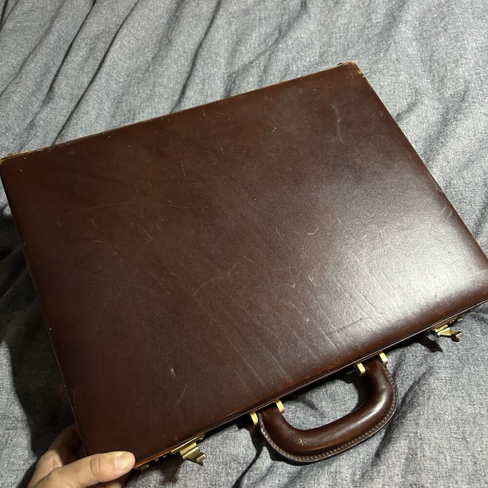 Vintage Bally Leather Briefcase Locking Hard Case Brown Monogram HIH - Picture 16 of 16